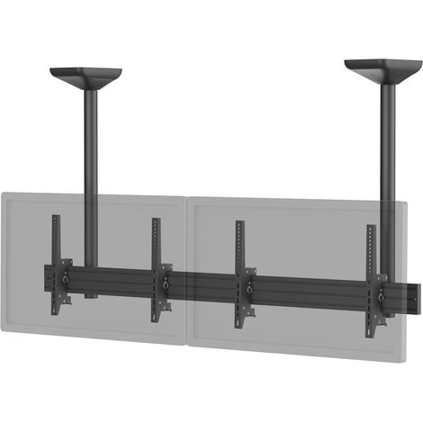 Support TV plafond menu board 2 écrans 45''- 55'' Hauteur 100cm noir (1/3)