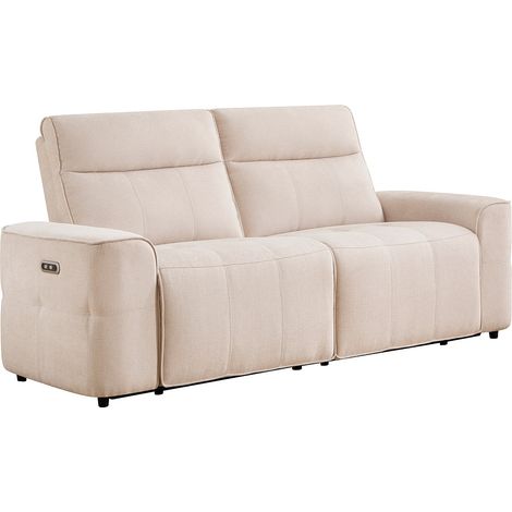 Divano 3 posti relax elettrico in tessuto ciniglia beige - SCAMOCO