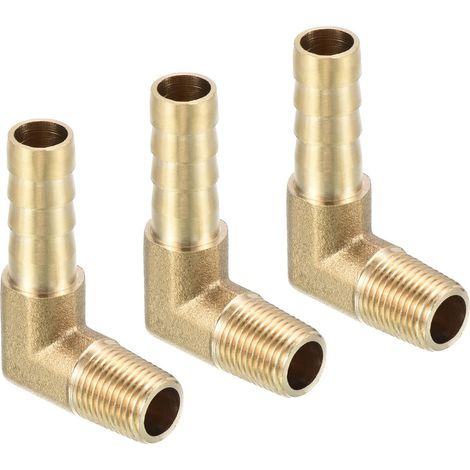Raccord Cannelé 8mm Barbelé À 1/8" PT Mâle Filetage Tuyau Or 3Pcs (1/5)