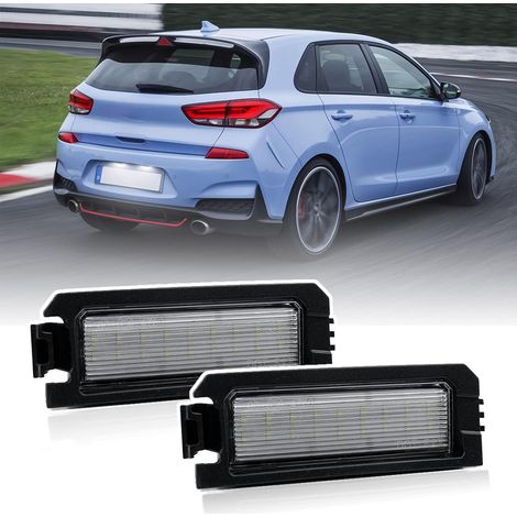 Éclairage de plaque d'immatriculation LED compatible avec i30 i30N PD PDE 2017-, i30 Fastback N PD 2018-, Rio 2018- blanche xénon (1/5)