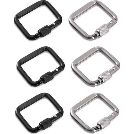 Lot de 6 carré Mousqueton en Aluminium de 5 cm,Mousqueton Escalade,mousquetons- pour l'extérieur, la randonnée,Le Camping, Les Voyages (1/5)