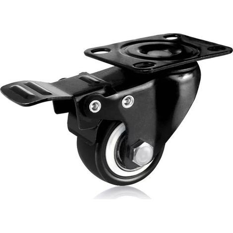 Roulette Pivotantes 1.5"/38mm,Roulettes pour Meubles,Roues Avec Frein,Plaques Industrielles Roue pour Meuble,Heavy Duty Roulette de 420kg(Noir,1pcs) (1/5)