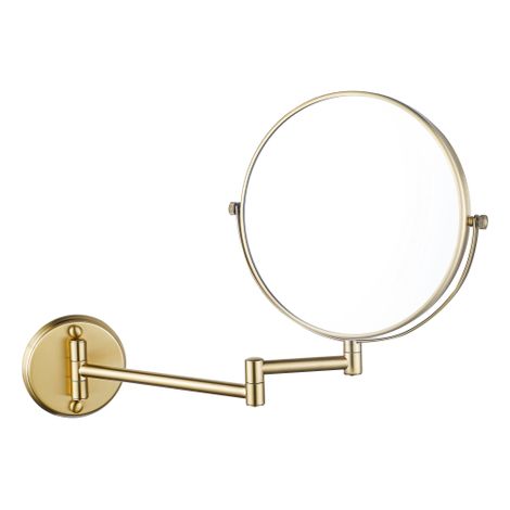 Fortifura Calvi Miroir maquillage - 20 cm - grossissement 1x et 3x - rond - finition PVD en laiton brossé (doré) (1/4)