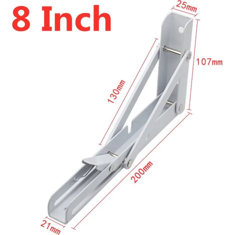 (Blanc 20 cm - FR) 2 équerres triangulaires pliables de différentes tailles, support robuste, étagères murales réglables, étagères de table, quincaillerie pour la maison (1/5)