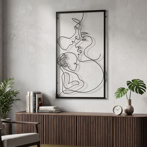 Panneau décoratif mural en métal, 40x1,3x70 cm, Family (1/3)
