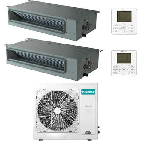 Klimaanlage Hisense Ductable R32 Dual Split Inverter 18000 + 18000 BTU mit E.U. 4AMW81U4RJC Klasse A++/A+