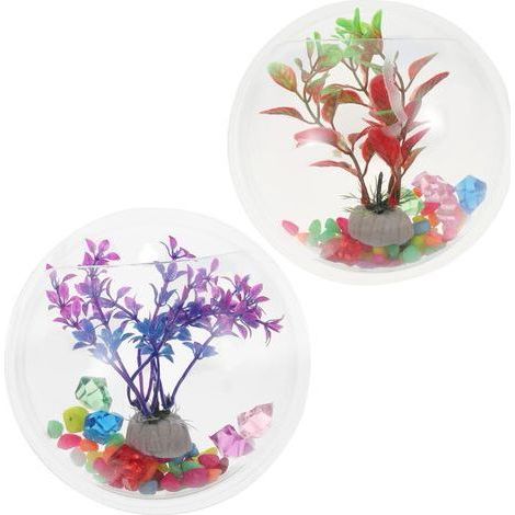 1 Aquarium Mural, Acrylique Transparent, Design Rond, 15 Cm, Décoration Intérieure (1/5)