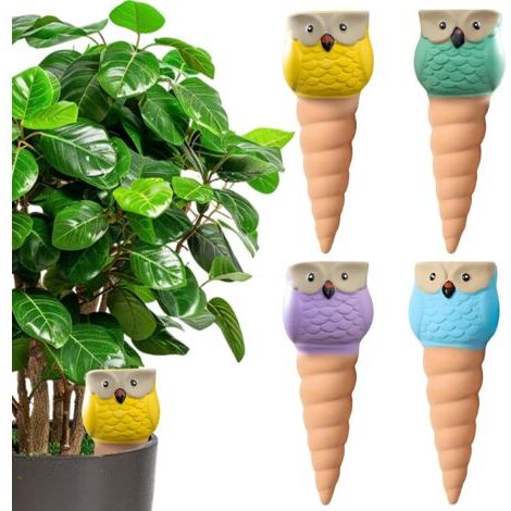 Cône en Argile Goutte à Goutte, Ollas Terre Cuite à Planter 4Pcs, Hiboux Arrosoir Plante Interieur, Arrosage Goutte Automatique pour Plante, Globes Arrosage Plantes, Distributeur Eau Plante