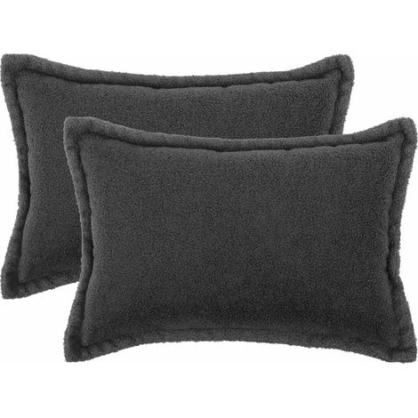Kissenbezug 2 pcs HOUTEN Dunkelgrau 30 x 50 cm Bouclé vidaXL