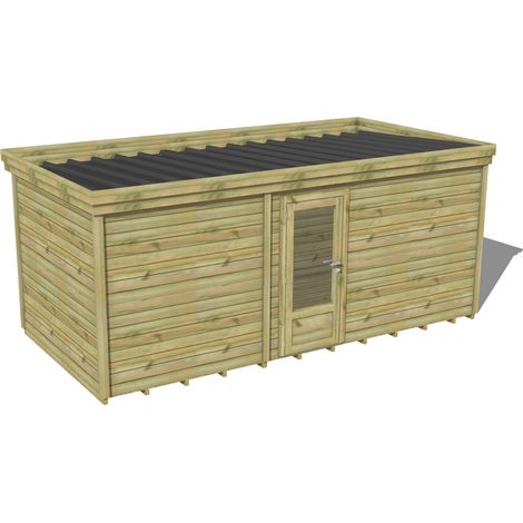 ABRI DE JARDIN bois traité 27mm, 6x2,6m, 16m2, Plancher