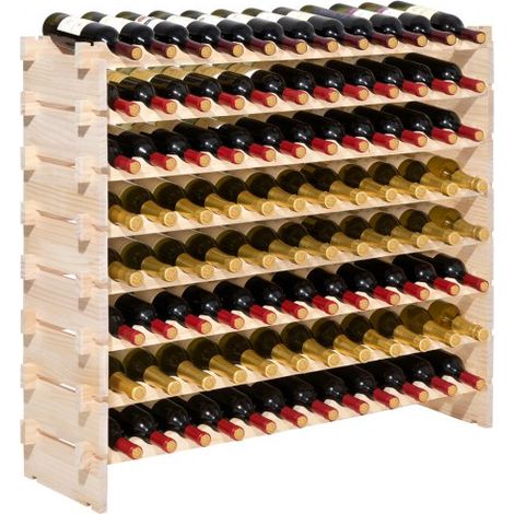 Cantinetta Vino in Legno di Pino per 96 Bottiglie 8 Ripiani (1/5)