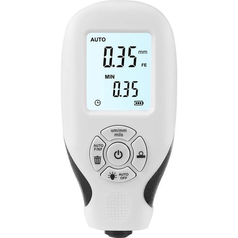 Jauge d'épaisseur de revêtement, jauge de profondeur de peinture de voiture avec écran LCD, calibrage automatique (blanc) (1/5)