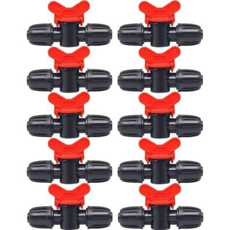 SABIR 10 Pièces Vanne Commutation d'Irrigation, Irrigation Pipe Valve Switch, Robinet Jardin en Plastique PE, Robinet Barbelé Double Mâle, pour L'irrigation des Pelouses de Jardin, pour 16mm Tuyau (1/4)