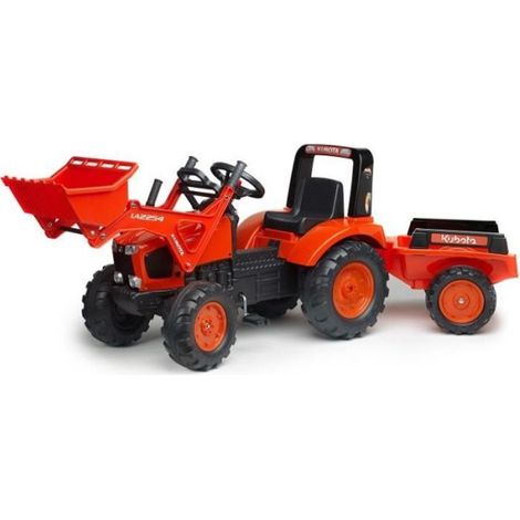 Tractopelle a pédales - FALK - Kubota - Avec remorque - Des 3 ans - 100% Fabriqué en France - Au moins 50% de plastique recycl