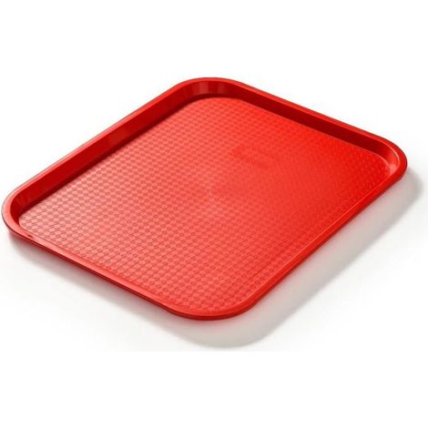 Plateau de service rectangulaire 1 unité Polypropylène rouge Durable et lavable Pour restaurants (1/5)