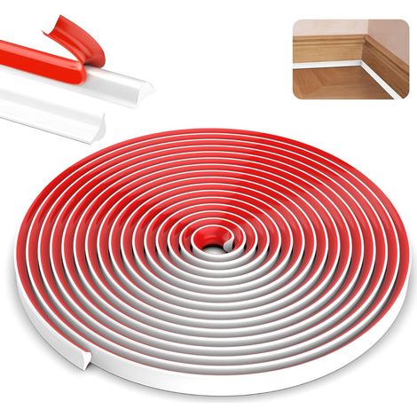 5M Moulure Auto Adhesive Moulure Plafond, 12 mm x 9 m TPE Moulure Autocollante Flexible Bandes de Calfeutrage, Moulage Flexible en Triangles Auto-adhésif pour Bords de Murs, Plafond, Blanc (1/5)