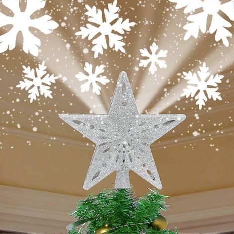 Yocuby Sternen-Weihnachtsbaumspitze mit Beleuchtung und integrierter, rotierender Zauberkugel, Weihnachtsdekoration, LED (1/5)