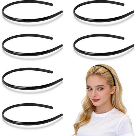 Paquete de 6 diademas de 35 x 0,8 cm de color liso, ideales para maquillaje, limpieza facial y actividades al aire libre, deportes y yoga. (1/5)