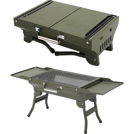 Griglia a carbone, in ferro, dimensioni 45,7 x 30,5 x 15,2 cm, peso 2 kg, adatta per 3-5 persone, design autoportante. (1/5)