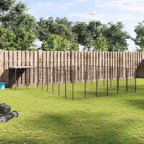 vidaXL Perrera negra 15,73 m² acero (1/3)