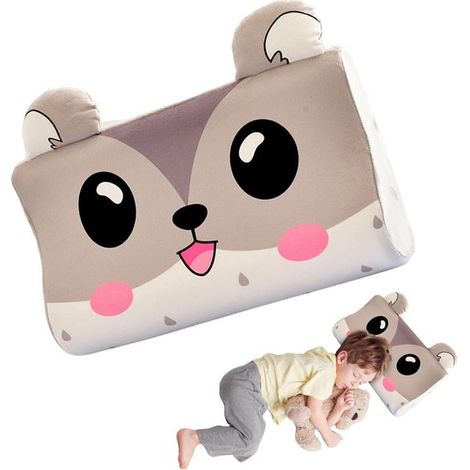 Oreiller enfant en mousse à mémoire de forme, oreiller berceau, housse incluse, oreiller pour sieste enfant, unisexe pour garçons et filles (Dyed Mouse)