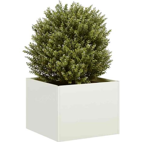 Jardinière-Pot de fleur-Bac à fleurs blanc 40x40x30 cm acier (1/5)