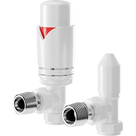 Dias White Thermostatic Angled Radiator Valves (1/5)