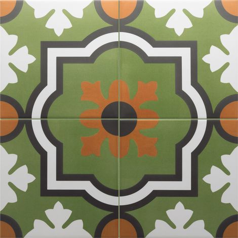 Feinsteinzeugfliese Rivoli Monaco Green 20x20 cm – Zementfliesen-Optik