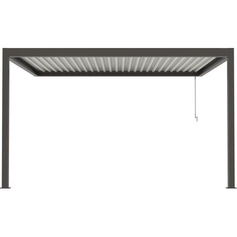 Pergola Bioclimatique Aluminium Adossée Gris 4x3 Manuelle S ORIAL France (1/3)