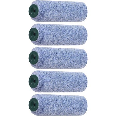 Lot de 5 mini rouleaux peinture 100mm – Poils 12mm pour finition nette – Microfibres polyester – Adapté aux peintures à base d'eau