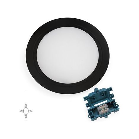 Faretto led per mobile, diametro 84 mm, a incasso, nessun convertitore necessario, luce bianca naturale, acciaio e plastica, nero opaco. 5040214 EMUCA (1/5)