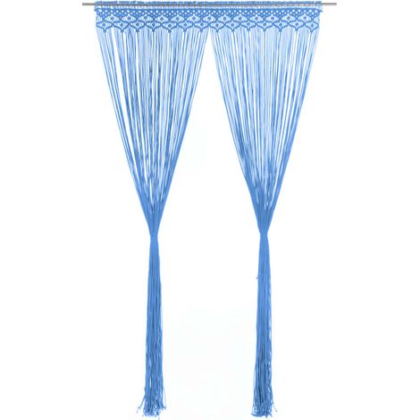 vidaXL Macrame Curtain Blue 140x240 cm Cotton (1/5)