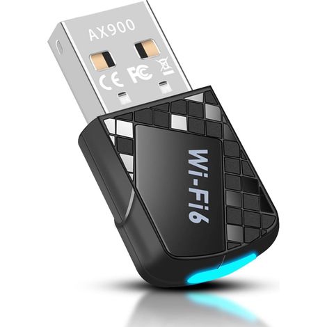 Clé Wi-Fi pour PC, AX900 WiFi6 USB WiFi Adaptateur Dual Band 2,4 GHz/5 GHz Antenne interne 2DBi Compatible avec Windows 11/10/8.1/8/7, Adaptateur USB Wi-Fi pour PC/Bureau/Ordinateur portable