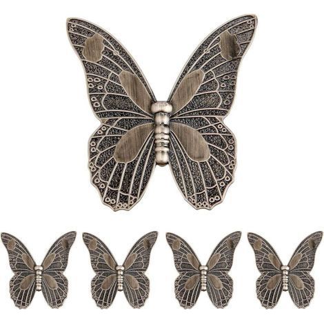 Lot von 5 Antiquitäten-Porte-Poignées, Vintage-Möbel-Poignées und Papillon-Formen für Tische, Schränke und Hängeschränke (1/5)