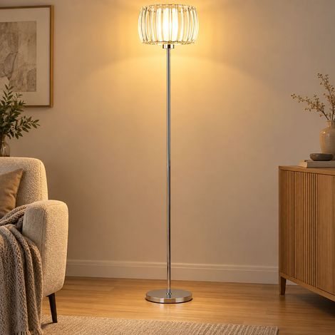 Stehleuchte Standleuchte Leselampe verchromt Acryl Glas Fußschalter H 150 cm (1/5)