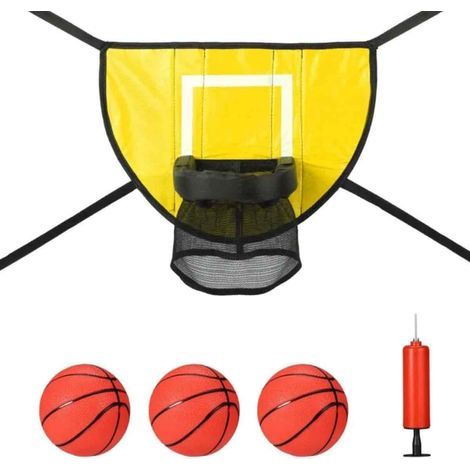 Panier De Basket-Ball Pour Trampoline - Cercle En PVC Avec Filet - Compatible Avec La Plupart Des Trampolines - 1 Unité + 3 Mini Ballons + 1 Pompe (1/5)
