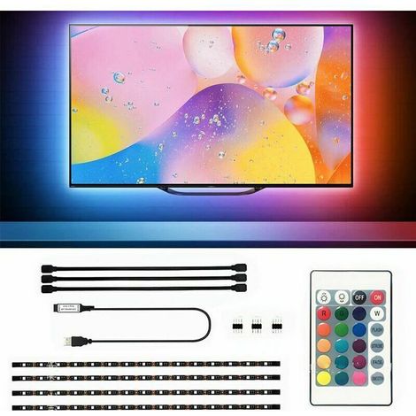 Ruban LED 5050 RGB + blanc 6000K – 2M avec 72 LED – Alimentation USB – Rétroéclairage pour TV 40-60 pouces