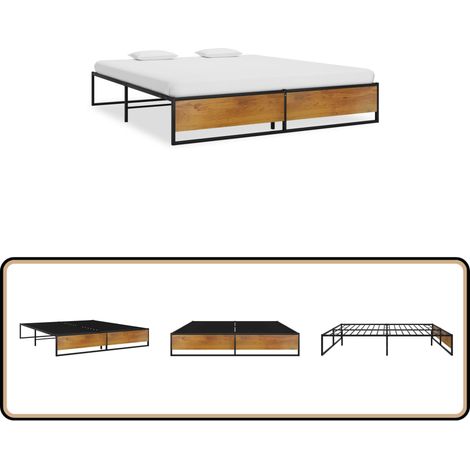 Bettgestell Schwarz Metall 180x200 cm - Bettrahmen - Doppelbett - Metallbett - Schwarzes Bett - Boxspringbetten