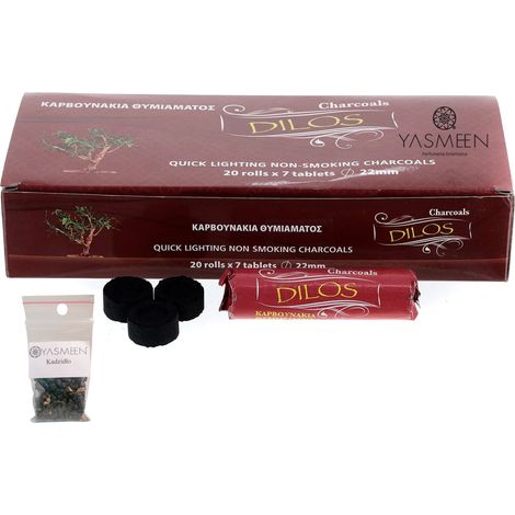 Carbone vegetale Yasmeen Bakhoor, 1 scatola da 140 pezzi - 22 mm (1/5)