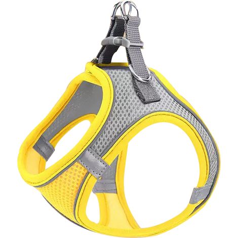 1 gilet jaune XS pour chien, gilet anti-traction d'été, gilet réfléchissant ajustable, pour promenade extérieure et entraînement de chiens et chats très petits (1/5)