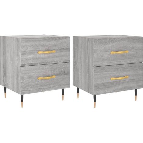 Maison Exclusive - Mesitas noche 2 uds madera ingeniería gris Son (1/5)