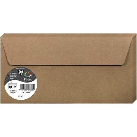 Enveloppes Kraft - POLLEN - 110 x 220 mm - 20 pièces - 135g - Marron