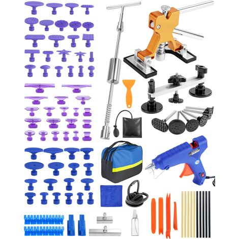 Kit de réparation de bosses de voiture PDR avec extracteur de bosses, marteau coulissant, extracteur de bosses, extracteur de pont et pistolet à colle chaude 100 W pour carrosserie, dégâts de (1/5)
