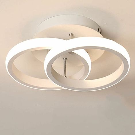 Plafonnier LED 2 cercles pour chambre à coucher, éclairage blanc chaud confortable, 22 W, luminaire plafond moderne pour intérieur (1/4)