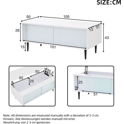 Couchtisch aus Stoff in Weiß 105 x 50 x 43 cm HOMAIRE (1/5)