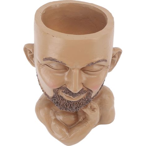 Tête Décorative Pot de Fleur Résine Visage Résistant aux Intempéries avec Trou de Drainage pour Maison Jardin Bureau Couleur Sombre (1/5)