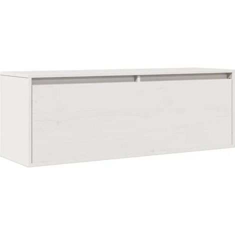 Mobiletto a muro bianco 100 x 30 x 35 cm pratico e decorativo stile moderno realizzato in legno massello di pino 020048078