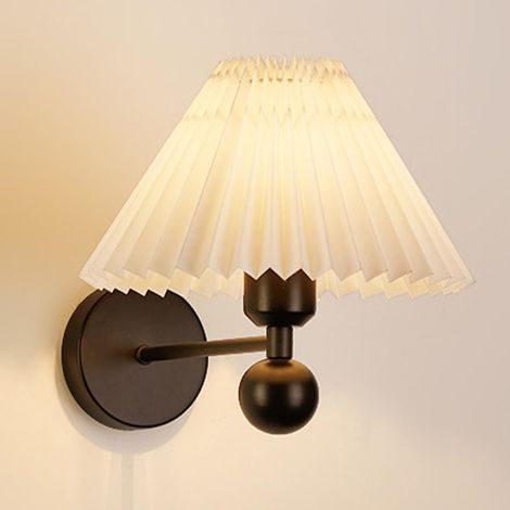 Applique murale en tissu plissé, applique murale noir/blanc, applique murale de chevet moderne, éclairage mural avec support de colonne, lampes câblées pour commode, luminaire mural pour chambre à cou (1/5)
