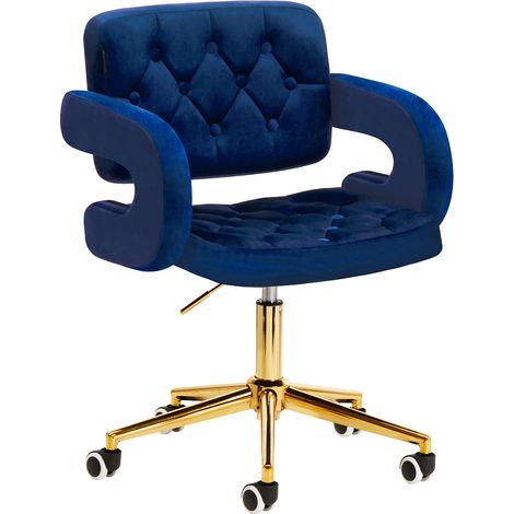 Fauteuil pivotant 4Rico QS-OF213G, velours bleu marine (1/5)