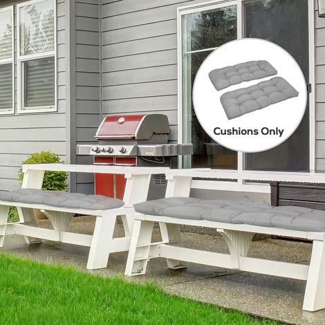Cojín para Banco de 2 Plazas para Interior y Exterior con 8 Puntadas para Sillas Sofás 110x48x8 cm Gris (1/5)